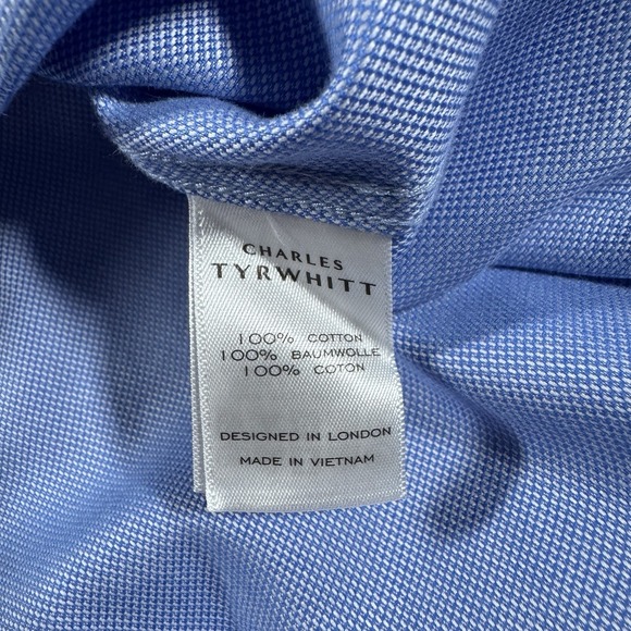 Charles Tyrwhitt Men's Shirt Long Sleeve Button Up 100% Cotton Slim Fit 18/37" - Picture 6 of 7